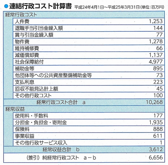 平成24年度行政コスト計算表