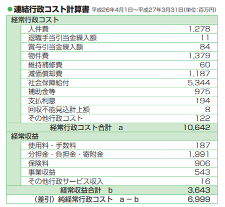 平成25年度行政コスト計算表